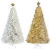 GO 7 FT White Christmas Tree with 500 LED Warm Lights, PVC branch, Artificial Holiday Christmas Pine Tree with Star Top