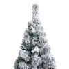 Slim Artificial Christmas Tree with Flocked Snow Green 6 ft PVC