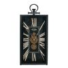 Decorative Black and Gold Roman Numeral Table Clock, Home Decor Gear Clock, 21" x 10"