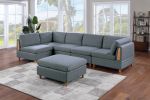 Living Room Furniture Armless Chair Steel Color Dorris Fabric 1pc Cushion Armless Chair Wooden Deco