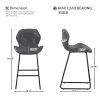 Set of 2, Leather Bar Chair with High-Density Sponge, PU Chair Counter Height Pub Kitchen Stools for Dining room,homes,bars, kitchens,Gray
