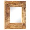 Hand-Carved Mirror 19.7"x19.7"x4.3" Solid Mango Wood