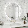 32 Inch Round Backlit Bathroom Mirror, LED round mirror with lighting strip, waterproof LED strip with adjustable 3-color and dimmable lighting,Touch