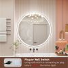 28 Inch Round Backlit Bathroom Mirror, LED round mirror with lighting strip, waterproof LED strip with adjustable 3-color and dimmable lighting,Touch