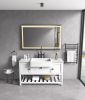 84in. W x48 in. H Framed LED Single Bathroom Vanity Mirror in Polished Crystal Bathroom Vanity LED Mirror with 3 Color Lights Mirror for Bathroom Wall