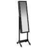 Free-Standing Mirror with LED Black 13.4"x14.6"x57.5"