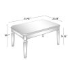 ON-TREND Sleek Glass Mirrored Coffee Table with Adjustable Legs, Easy Assembly Cocktail Table with Sturdy Design, Luxury Contemporary Center Table for