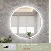 24 Inch Round Backlit Bathroom Mirror, LED round mirror with lighting strip, waterproof LED strip with adjustable 3-color and dimmable lighting,Touch