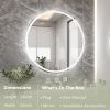 24 Inch Round Backlit Bathroom Mirror, LED round mirror with lighting strip, waterproof LED strip with adjustable 3-color and dimmable lighting,Touch