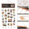 Wooden Hanging Picture Frame Photo Display String Ropes with 30 Clips Writable Blackboard Wall Decoration Postcard Artwork Picture Organizer