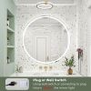 20 Inch Round Backlit Bathroom Mirror, LED round mirror with lighting strip, waterproof LED strip with adjustable 3-color and dimmable lighting,Touch