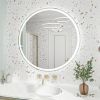 32 Inch Round Backlit Bathroom Mirror, LED round mirror with lighting strip, waterproof LED strip with adjustable 3-color and dimmable lighting,Touch