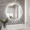 24 Inch Round Backlit Bathroom Mirror, LED round mirror with lighting strip, waterproof LED strip with adjustable 3-color and dimmable lighting,Touch