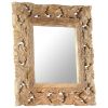 Hand Carved Mirror Brown 19.7"x19.7" Solid Mango Wood