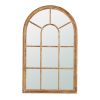 34x54.3" Large Arched Accent Mirror with Brown Frame with Decorative Window Look Classic Architecture Style Solid Fir Wood Interior Decor