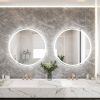 24 Inch Round Backlit Bathroom Mirror, LED round mirror with lighting strip, waterproof LED strip with adjustable 3-color and dimmable lighting,Touch