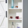 Wood wall-mounted storage cabinet; 5-layer toilet bathroom storage cabinet; multifunctional cabinet with adjustable door; white