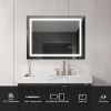 32*24 LED Lighted Bathroom Wall Mounted Mirror with High Lumen+Anti-Fog Separately Control+Dimmer Function