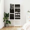 Mirror Jewellery Cabinet Free Standing White 16.5"x15"x59.8"