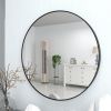 28" Wall Round Circle Mirror Bathroom Make Up Vanity Mirror - Black