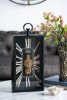 Decorative Black and Gold Roman Numeral Table Clock, Home Decor Gear Clock, 21" x 10"