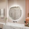 28 Inch Round Backlit Bathroom Mirror, LED round mirror with lighting strip, waterproof LED strip with adjustable 3-color and dimmable lighting,Touch