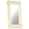 Hand Carved Mirror White 31.5"x19.7" Solid Mango Wood