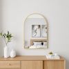 Arch suspension mirror, Bedroom Mirror Wall-Mounted Mirror Dressing Mirror with Gold Aluminum Alloy Frame, 36" x 24"