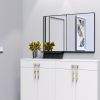 Modern Bathroom Mirror With Storage Shelf Rectangular Black Wall Mirrors for Bathroom Living Room Bedroom Hanging Mirror Aluminum Frame 48x30 Inch