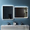 30" W x 24" H Modern Wall Mounted LED Backlit Anti-Fog Rectangular Bathroom Mirror with Temperature Adjustable and Memory Function Touch Switch