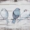 Perched Birds Hand Painted Wood Plank Panel Wall Decor