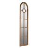 24x79" Half-Round Elongated Mirror with Decorative Window Look Classic Architecture Style Solid Fir Wood Interior Decor