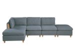 Living Room Furniture Armless Chair Steel Color Dorris Fabric 1pc Cushion Armless Chair Wooden Deco