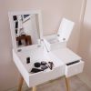 Wooden Vanity Desk Flip-top Dressing Mirror Writing table Computer Desk; White