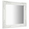 Wall Mirror Baroque Style 23.6"x23.6" White