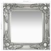 Wall Mirror Baroque Style 15.7"x15.7"Silver