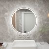 20 Inch Round Backlit Bathroom Mirror, LED round mirror with lighting strip, waterproof LED strip with adjustable 3-color and dimmable lighting,Touch