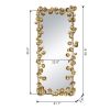 61" x 31" Full Length Mirror with Golden Leaf Accents, Floor Miiror for Living Room Bedroom