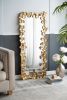 61" x 31" Full Length Mirror with Golden Leaf Accents, Floor Miiror for Living Room Bedroom