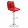 Set of 2 PU Leather Swivel Bar Stools Pub Chairs-Red