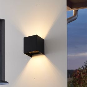 LED Wall Lamp Outdoor Waterproof Aluminum Wall Lamp (Option: Black-Non Dimmable light)