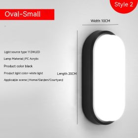 Outdoor Waterproof Wall Lamp Moisture-proof Ceiling (Option: Small Black Oval White Light)