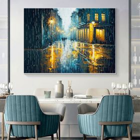Hand Painted Oil Painting Original Urban Rain Scene oil Painting On Canvas Modern Wall Art Abstract Cityscape Painting Custom Home Decor Living room W (style: 1, size: 60X90cm)