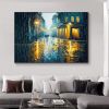 Hand Painted Oil Painting Original Urban Rain Scene oil Painting On Canvas Modern Wall Art Abstract Cityscape Painting Custom Home Decor Living room W