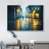 Hand Painted Oil Painting Original Urban Rain Scene oil Painting On Canvas Modern Wall Art Abstract Cityscape Painting Custom Home Decor Living room W